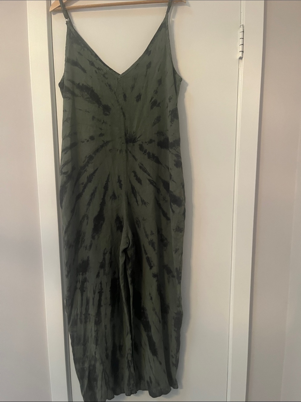 Anthropologie cloth & stone Olive Green Tie-Dye Jumpsuit